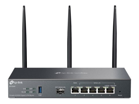 TP-Link Omada ER706W V1 - Router bezprzewodowy przełącznik 4-portowy - 1GbE - porty WAN: 6 - Wi-Fi 6 - Dwuzakresowy - montowany 
