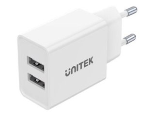 Unitek Travel Cube - Zasilacz - 12 wat - 2.4 A - 2 złącza wychodzące (USB) - biały - Europa