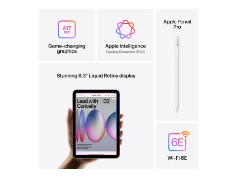 Apple iPad mini A17 Pro Wi-Fi - Tablet - 512 GB - 8.3" IPS (2266 x 1488) - kosmiczna szarość