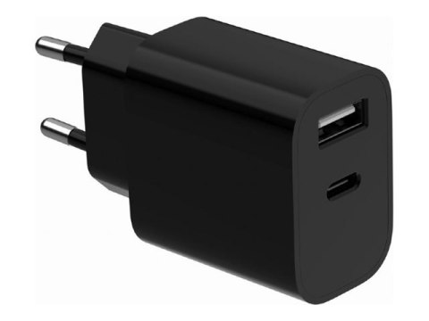 Gembird - Zasilacz - uniwersalne - 12 wat - 2.4 A - 2 złącza wychodzące (USB, USB-C) - czarny