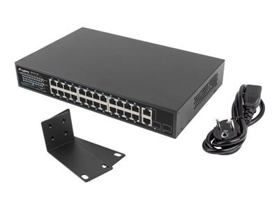 Lanberg - Przełącznik - niezarządzalny - 24 x 10Base-T + 2 x combo Gigabit SFP/RJ-45 (uplink) - montowany w szafie rack - PoE+ (
