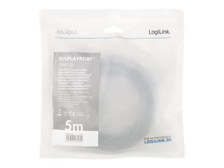 LogiLink - Kabel portu wyświetlacza - DisplayPort 20-pin (M) do DisplayPort 20-pin (M) - DisplayPort 1.2 - 5 m - obsługa 4K 60 H