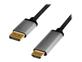 LogiLink - Kabel przejściowy - DisplayPort 20-pin męski do HDMI męski - 2 m - potrójnie ekranowany - czarny - obsługa 4K 60 Hz (