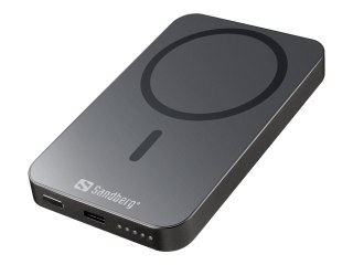 Sandberg 5000 ALU - Bezprzewodowy powerbank - Li - 5000 mAh - 19.25 Wh - 20 wat - 3 A (USB-C)