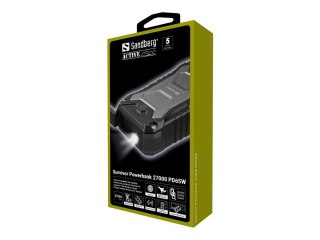 Sandberg Active Survivor - Powerbank - PD - 5 / 9 / 12 / 15 V - 65 wat - 27000 mAh - 99.9 Wh - złącza wyjściowe: 4