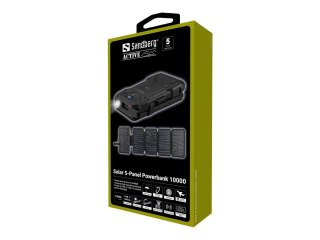 Sandberg Solar PowerBank - Bezprzewodowa ładowarka / bank energii solarny - 5-panel - 10000 mAh - 37 Wh - 22.5 wat - 1.67 A - PD