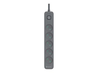 Tracer PowerLine + - Linka zasilania - AC 250 V - 3680 wat - złącza wyjściowe: 5 (Typ E) - 5 m przewód - grafitowy
