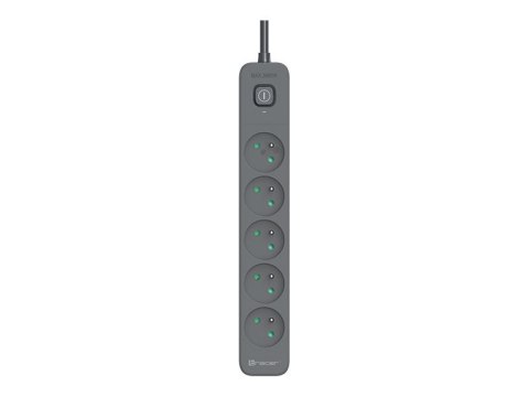 Tracer PowerLine + - Linka zasilania - AC 250 V - 3680 wat - złącza wyjściowe: 5 (Typ E) - 5 m przewód - grafitowy