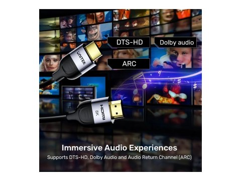 Unitek - Kabel HDMI - HDMI męski do HDMI męski - 1 m - czarny, kosmiczna szarość - obsługa 8K 60 Hz