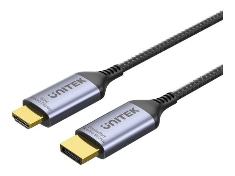 Unitek - Kabel przejściowy - DisplayPort 20-pin męski do HDMI męski - 1.8 m - kosmiczna szarość - obsługa 8K 60 Hz, splątany