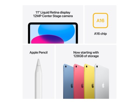 Apple iPad A16 Wi-Fi - Tablet - 128 GB - 11" IPS (2360 x 1640) - srebrny