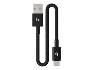 Beats - Kabel USB - USB (M) do USB-C (M) - USB 2.0 - 20 cm - splątany, USB Fast Charge (15W), wzmocniona konstrukcja - czarny bo