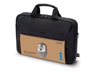 DICOTA Value Toploading Kit - Teczka do notebooka - 14" - 16" - czarny - z mysz optyczna USB