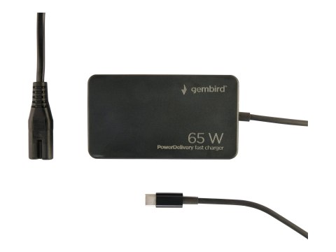 Gembird - Adapter zasilania USB-C - dostarczenie mocy, GaN, szybkie - AC 100-240 V - 65 wat - czarny