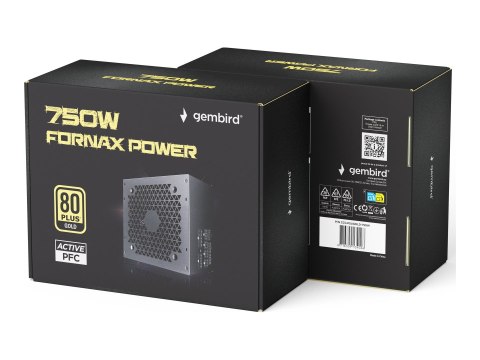 Gembird CCC-PSUGOLD-750W - Zasilacz (wewnętrzny) - ATX - 80 PLUS Gold - AC 100-240 V - 750 wat - aktywna korekcja typu Power Fac