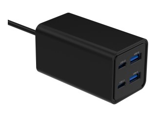 Gembird - Zasilacz - 65 wat - 3.25 A - PD, Fast Charge, QC 3.0 - 4 złącza wychodzące (2 x 9 pin USB Typ A, 2 x USB-C) - czarny