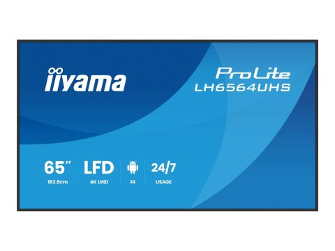 Iiyama ProLite LH6564UHS-B1AG - 65" Klasa Przekątnej wyświetlacz LCD z podświetleniem LED - sygnał cyfrowy - z wbudowany odtwarz