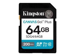 Kingston Canvas Go! Plus - Karta pamięci flash - 64 GB - Video Class V30 / UHS-I U3 / Class10 - SDXC UHS-I