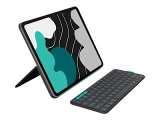Logitech Flip Folio - Etui na klawiaturę - full size - bezprzewodowa - Bluetooth 5.1 LE - QWERTY - angielski - grafitowy - dla A