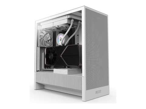 NZXT H series H5 Flow - Mid tower - rozszerzenie ATX - panel boczny z oknem (szkło hartowane) - brak zasilacza - biały - USB/dźw