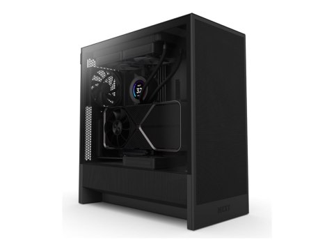 NZXT H series H5 Flow - Mid tower - rozszerzenie ATX - panel boczny z oknem (szkło hartowane) - brak zasilacza - czarny - USB/dź