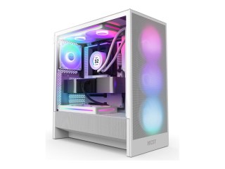 NZXT H series H5 Flow RGB - Mid tower - rozszerzenie ATX - panel boczny z oknem (szkło hartowane) - brak zasilacza - biały - USB