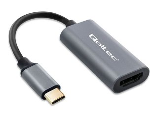 Qoltec - Adapter wideo - USB-C męski do HDMI żeński - 17 cm - czarny, grafitowy - obsługa 4K 60 Hz (3840 x 2160), szybkość trans