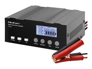 Qoltec - Ładowarka akumulatorów - do AGM, GEL, LiFePO4, z funkcją naprawy, 12-24V, LCD, ładowanie 4-etapowe - AC 220-240 V - złą