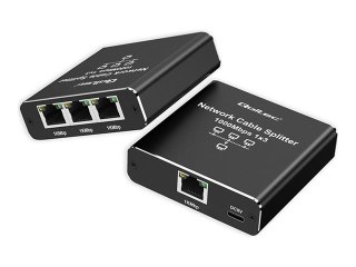 Qoltec - Rozdzielacz sieciowy - mini, RJ-45, 1000Mb/s, USB-C, aluminium - 3 x 10/100/1000 - stacjonarny