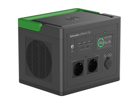 Schneider OffGrid 730 - Przenośna stacja zasilania - LCD, litowo-jonowy, 2 gniazda CEE 7/3 schuko, sinusoidalny, 3 USB-A, 1 USB-