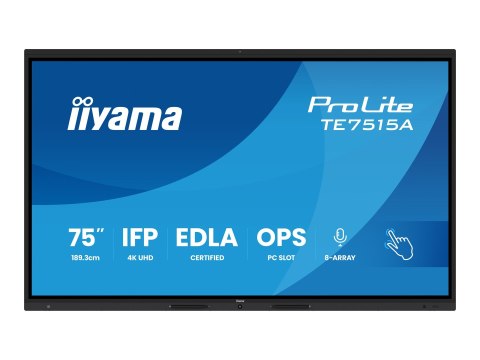 Iiyama ProLite TE7515A-B1AG - 75" Klasa Przekątnej (74.5" widoczny) wyświetlacz LCD z podświetleniem LED - interaktywne rozwiąza