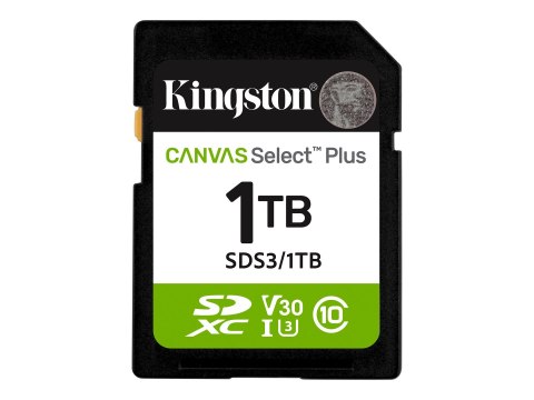 Kingston Canvas Select Plus - Karta pamięci flash - 1 TB - Video Class V30 / UHS-I U3 / Class10 - SDXC UHS-I