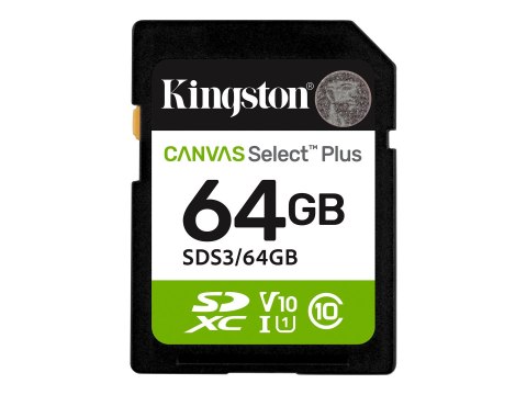 Kingston Canvas Select Plus - Karta pamięci flash - 64 GB - Video Class V10 / UHS-I U1 / Class10 - SDXC UHS-I