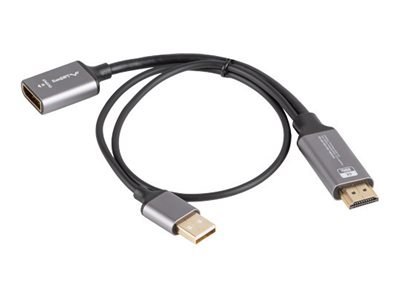 Lanberg - Adapter wideo - DisplayPort 20-pin żeński do HDMI męski - 20 cm - srebrny - obsługa 4K(3840 x 2160)