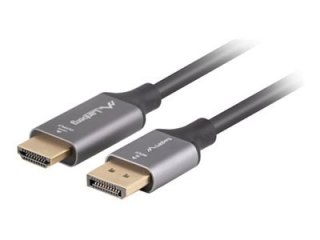 Lanberg - Premium High Speed - kabel przejściowy - DisplayPort 20-pin męski do HDMI męski - 1.8 m - czarny, srebrny - obsługa 4K