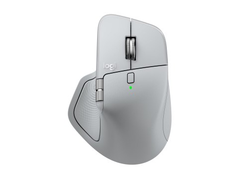 Logitech MX Master 4 - Mysz - 8 przyciski - bezprzewodowa - Bluetooth, 2.4 GHz - odbiornik bezprzewodowy USB - blada szarość