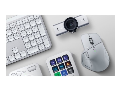 Logitech MX Master 4 - Mysz - 8 przyciski - bezprzewodowa - Bluetooth, 2.4 GHz - odbiornik bezprzewodowy USB - blada szarość