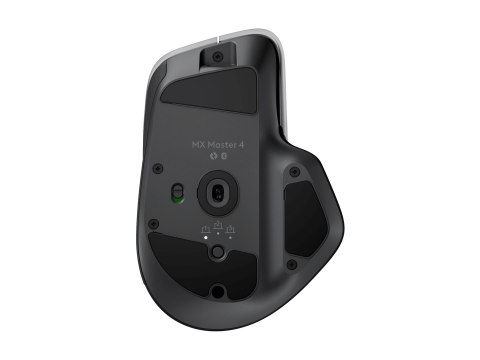 Logitech MX Master 4 - Mysz - 8 przyciski - bezprzewodowa - Bluetooth, 2.4 GHz - odbiornik bezprzewodowy USB - grafitowy