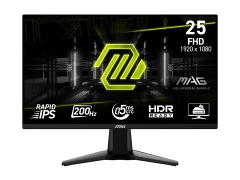 MSI MAG 255F E20 - Monitor LED - gaming - 25" (24.5" widoczny) - 1920 x 1080 Full HD (1080p) @ 200 Hz - Fast IPS - 300 cd/m² - 1