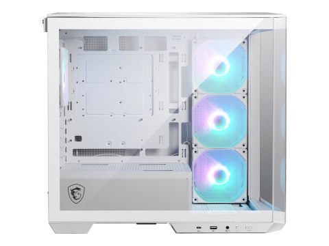 MSI MAG PANO M100R PZ - Wieża microATX - panel boczny z oknem (szkło hartowane) - brak zasilacza (ATX) - biały - USB/dźwięk