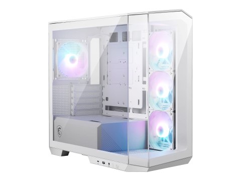 MSI MAG PANO M100R PZ - Wieża microATX - panel boczny z oknem (szkło hartowane) - brak zasilacza (ATX) - biały - USB/dźwięk
