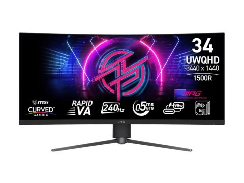 MSI MPG 346CQRF X24 - Monitor LED - gaming - zaokrąglony - 34" - 3440 x 1440 UWQHD @ 240 Hz - Szybkie VA - 400 cd/m² - 4000:1 - 