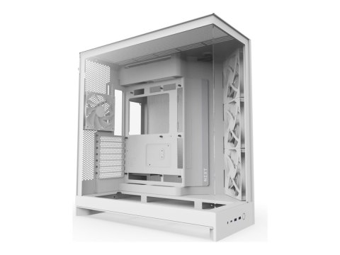 NZXT H9 Flow - Mid tower - rozszerzenie ATX - panel boczny z oknem (szkło hartowane) - brak zasilacza (ATX) - biały - USB/dźwięk
