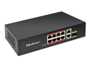 Qoltec - Przełącznik - niezarządzalny - 8 x 10/100/1000 (PoE) + 1 x 1 Gigabit SFP + 2 x 10/100/1000 (uplink) - stacjonarny - PoE