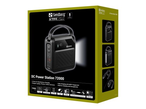 Sandberg Active 72000 - Przenośna stacja zasilania - AC 230 V / DC 5 - 20 V - 268 wat - litowo-żelazowo-fosforanowy - 72000 mAh 