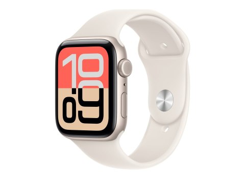 Apple Watch SE 3 (GPS + Cellular) - 44 mm - gwiaździste aluminium - inteligentny zegarek z pasek sportowy - guma fluorokarbonowa