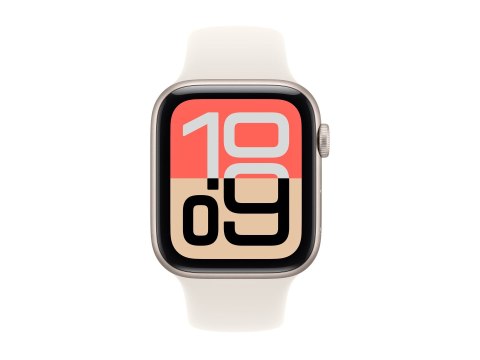 Apple Watch SE 3 (GPS + Cellular) - 44 mm - gwiaździste aluminium - inteligentny zegarek z pasek sportowy - guma fluorokarbonowa