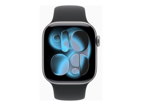 Apple Watch Series 11 (GPS) - 42 mm - szary aluminiowy - inteligentny zegarek z pasek sportowy - guma fluorokarbonowa - czarny -