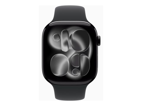 Apple Watch Series 11 (GPS) - 46 mm - aluminium w kolorze jet black - inteligentny zegarek z pasek sportowy - guma fluorokarbono