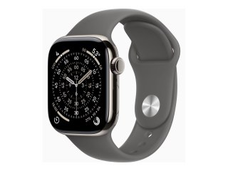 Apple Watch Series 11 (GPS + Cellular) - 42 mm - naturalny tytan - inteligentny zegarek z pasek sportowy - guma fluorokarbonowa 